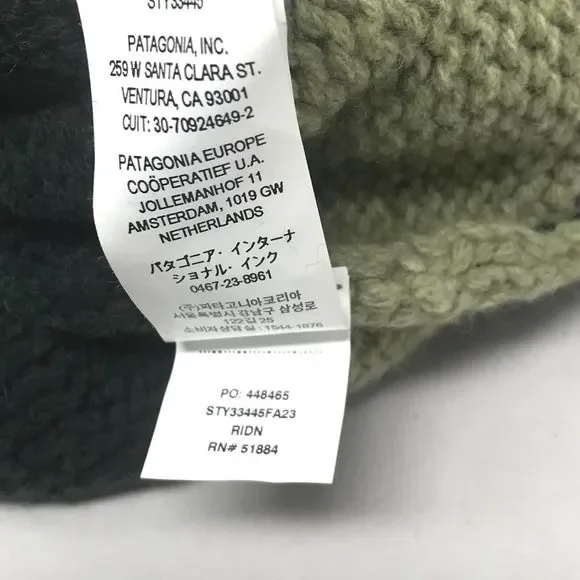 Patagonia Snowbelle Beanie Winter Hat Adult One Size Nordic Knit Northern Green - Picture 6 of 8
